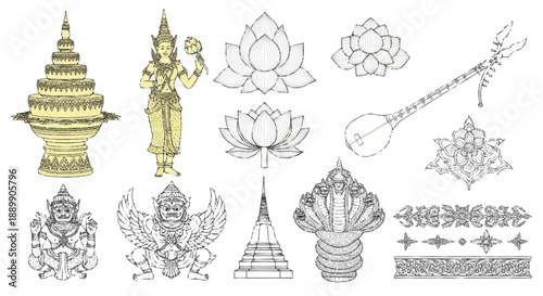 Traditional Thai cultural and symbols culture lotus stupa