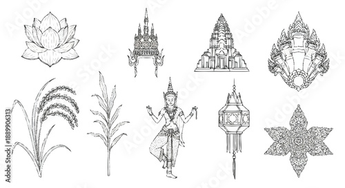 Traditional Thai cultural symbols and Thai culture traditional symbols lotus flower