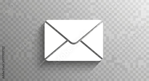 Stylized white email envelope illustration with a subtle shadow for modern communications