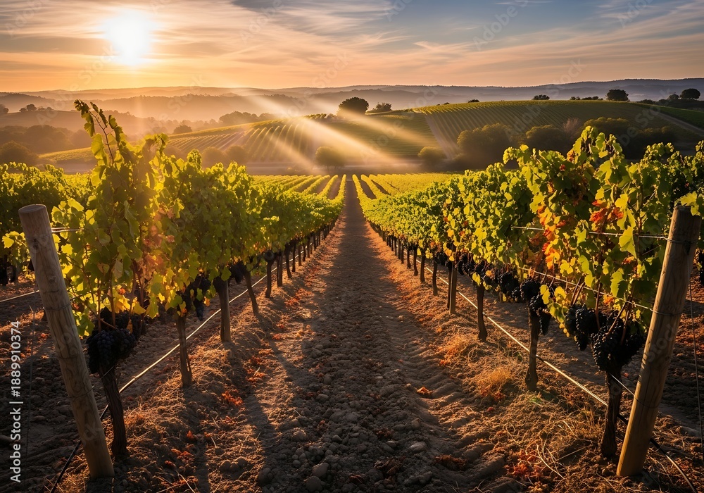 Fototapeta premium Vineyard at sunset