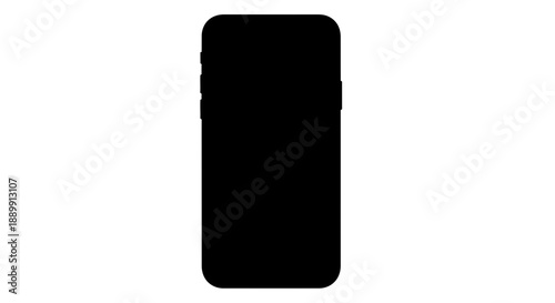 Black smartphone silhouette on white background modern mobile phone shape
