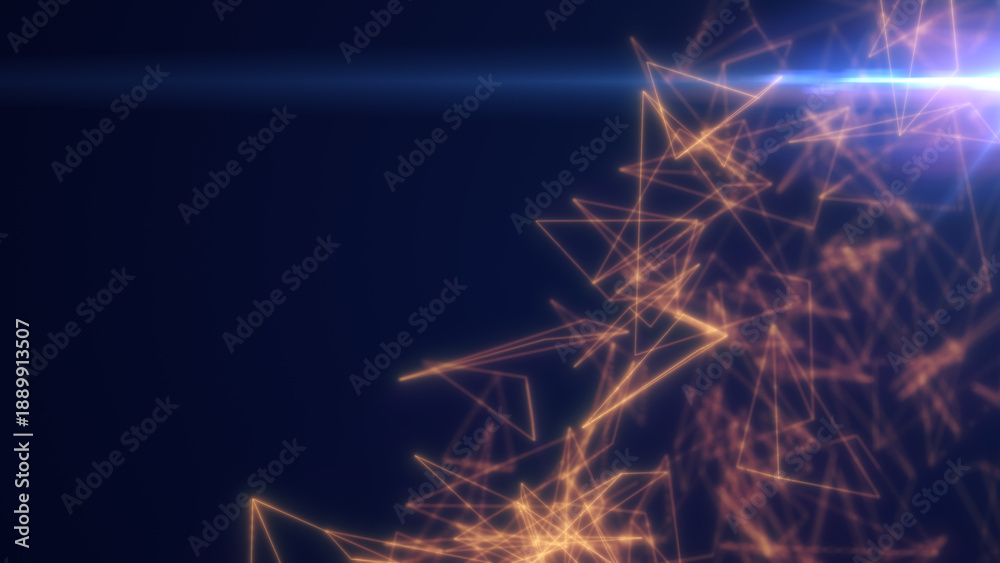 Fototapeta premium Abstract golden polygonal network of glowing lines and nodes forming a futuristic digital connection structure