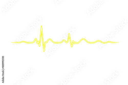 Abstract Yellow Heartbeat Waveform Line on Black Background Representing Pulse, Energy Signal, and Audio or Medical Data Visualization