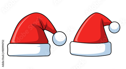 Festive santa hats for holiday cheer, illustration featuring classic seasonal headwear design