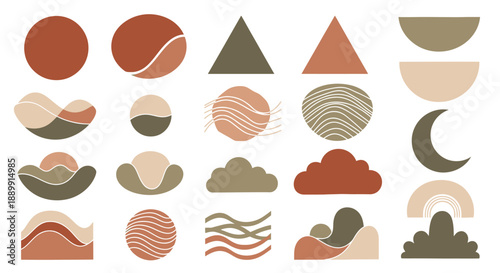 Earthy tone geometric shapes illustration creating a minimalist modern aesthetic and balanced