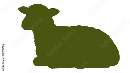A green silhouette of a sheep on a white background