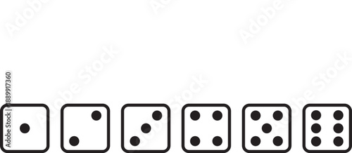 dice line-icons traditional die with six faces of cube marked with different numbers of dots.eps