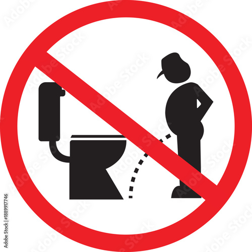 Do not pee outside of toilet prohibition sign vector.eps