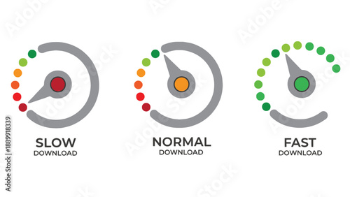 A graphic illustration of internet download speed indicators
