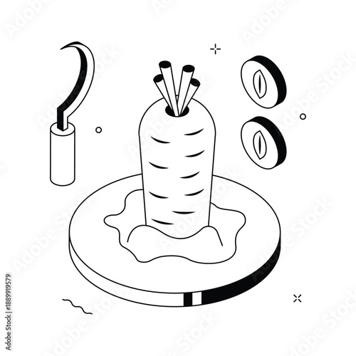 An attractive isometric illustration of carrot cultivation farming process