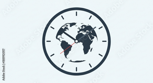 World Clock Showing Time Zone on White Background