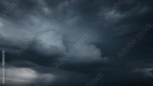 Dark Stormy Clouds Gathering Over Ocean.