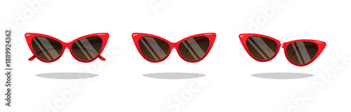 Red cat eye glasses vector isolated on white background.