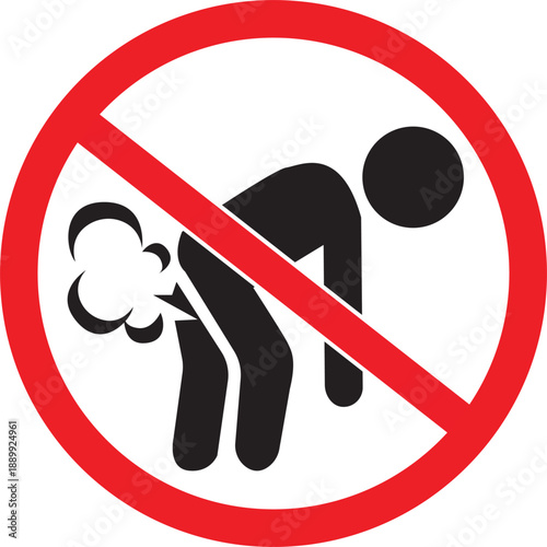 No Farting sign, No fart sticker No warning, prohibition sign symbol .eps