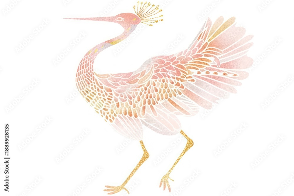 Obraz premium Crane chinese animal bird white background.