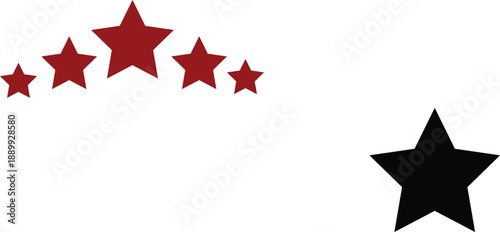 Five Red Stars Rating Icon