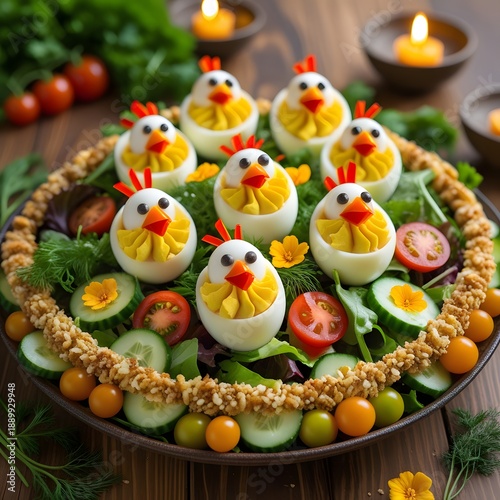 Fresh summer salad with shrimp avocado