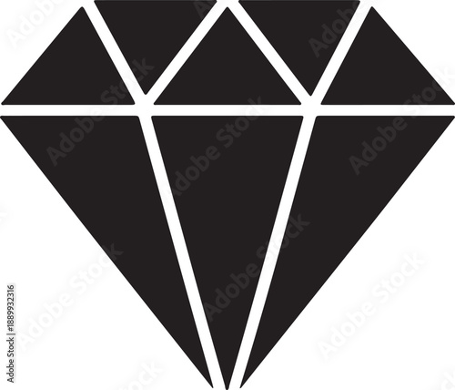 Faceted Diamond Silhouette Icon – Luxury, Jewelry, and Value Symbol