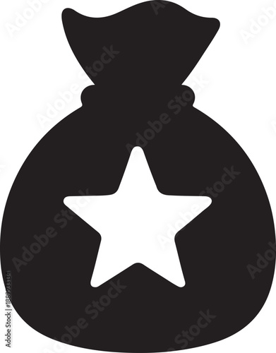 Prize Sack Silhouette with Star – Reward, Treasure, and Achievement Icon