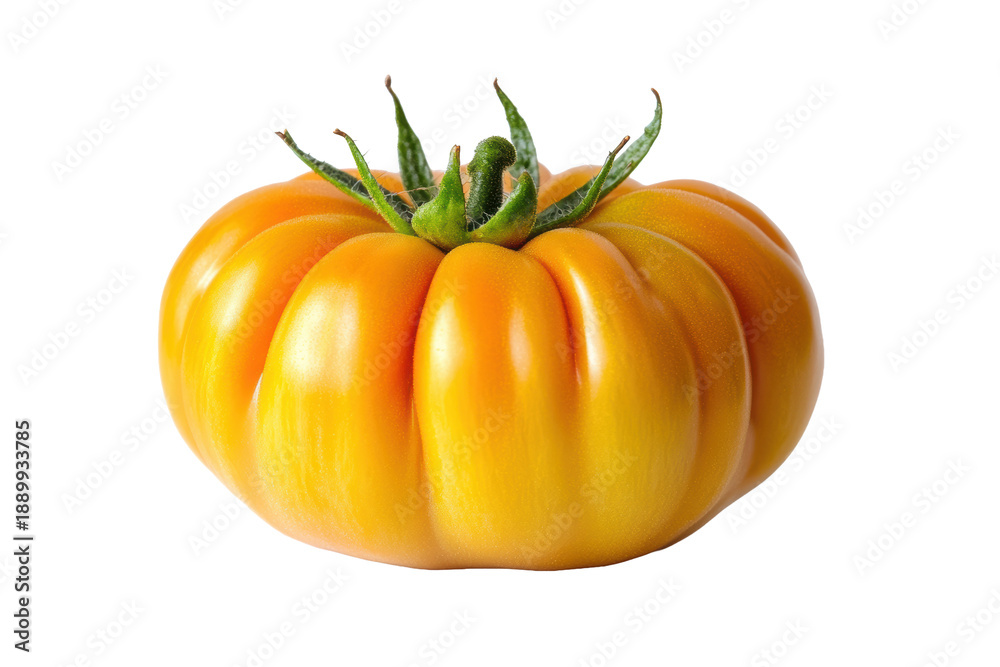 Obraz premium Bright yellow tomato with rounded shape placed on a transparent background