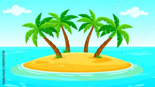 Tropical Island with Palm Trees Paradise.