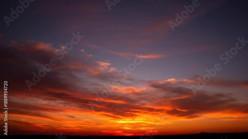 Vibrant Sunset Sky with Clouds and Orange Hues.