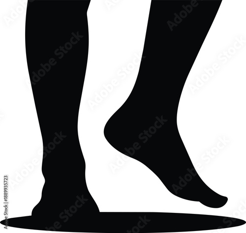 Black Silhouette of Two Human Legs and Feet Standing Together on White vector illustration