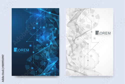 Abstract digital technology cover template design for a report and brochure, flyer, leaflets, poster, header, banner, website, presentation. Vector illustration