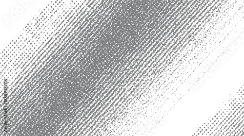 Diagonal grey halftone dot pattern fading into white space texture