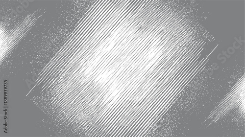 Gray background with diagonal white scribbled lines and speckles texture abstract