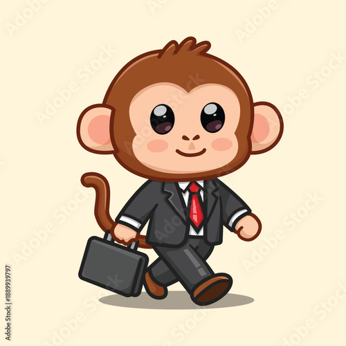 Cartoon Monkey in Business Suit Illustration