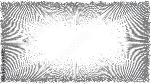 Grey radial lines and speckles forming a textured distressed border around a white central space