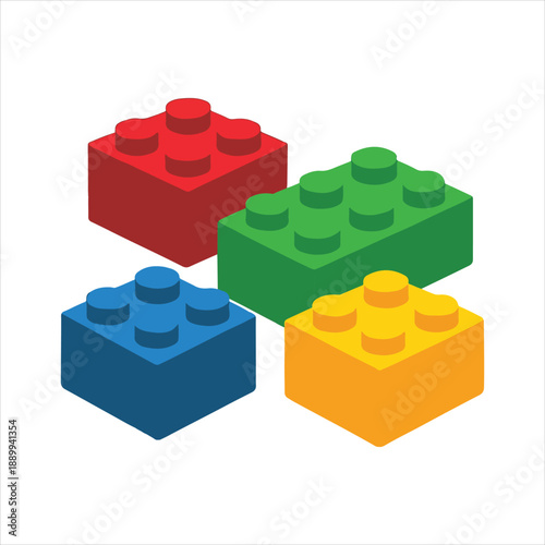 Toy Building Blocks Lego Style illustration, Kids toy clipart, Playtime Digital File, Children Game Toy Art