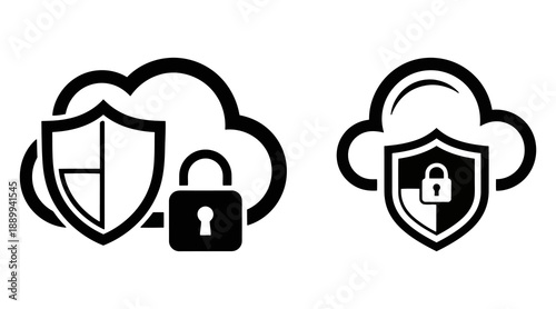 Verified cloud security icons for trusted data storage and encrypted network services