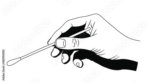 Hand Holding Specimen Collection Swab Icon Representing Sample Collection Diagnostic Testing and Point of Care Workflow Vector Illustration