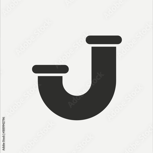 Simple black pipe symbol representing plumbing or drainage systems, suitable for technical illustrations or service advertisements. Useful in contexts involving construction or plumbing services.
