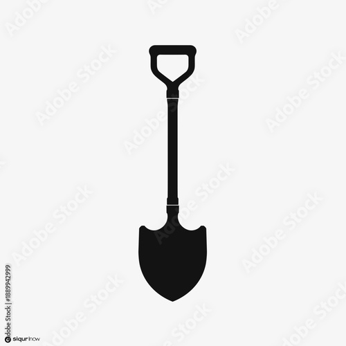 Shovel silhouette with a long handle, ideal for gardening, construction projects, or outdoor activities. Useful for advertisements related to tools, landscaping, or home improvement.