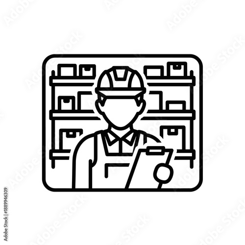 A dedicated warehouse worker, dressed in protective gear, diligently inspects inventory and manages logistics within a bustling distribution center.