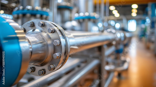 Wallpaper Mural Complex industrial plant with numerous pipes tanks machinery, manufacturing setting focus, industrial equipment emphasis, processing facility, defocused infrastructure, with copy s Torontodigital.ca