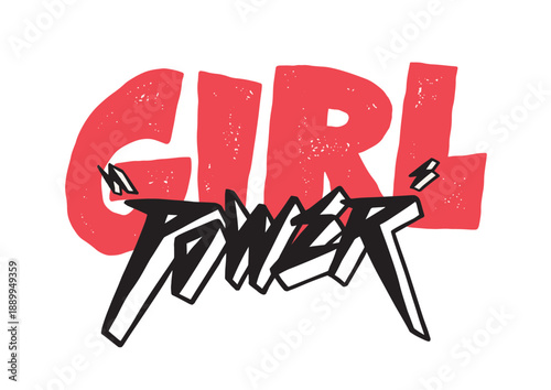 Girl Power. Hand drawn lettering quote in rock music style. Trendy vector illustration.