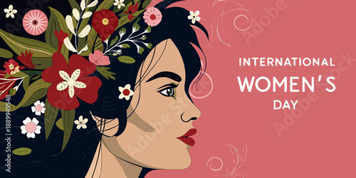 Floral portrait of a woman celebrating international women s day