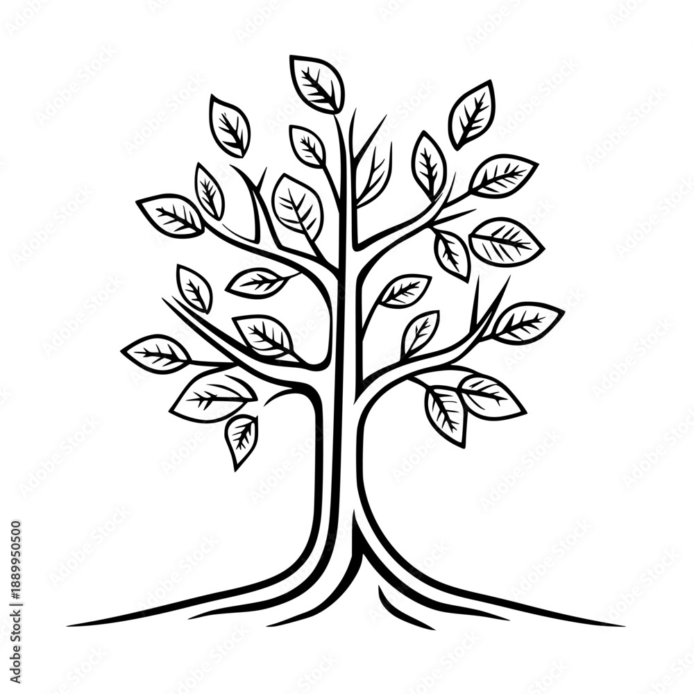 Obraz premium Rooted Strength: Tree Financial Growth | Clean, isolated vector art for creative projects.