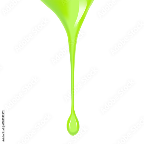 Realistic vector illustration of a green drop of thick liquid on a white background