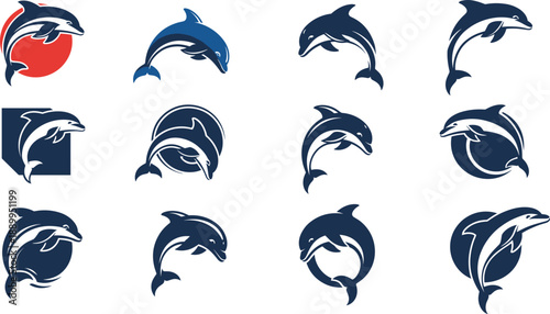 Dolphin Logo Collection, Modern Ocean Animal Emblems and Marine Symbols for Branding, Sports Teams, Surf and Travel Design
