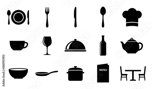 restaurant icons set