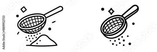 Sifting flour through a fine mesh sieve in a kitchen setting