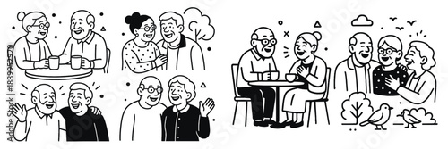 Friends enjoying coffee and conversation in a cozy cafe setting