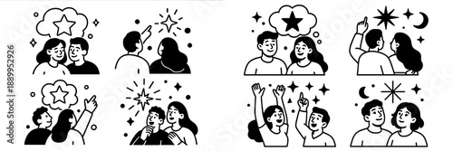 Couples enjoying stargazing in a romantic night setting