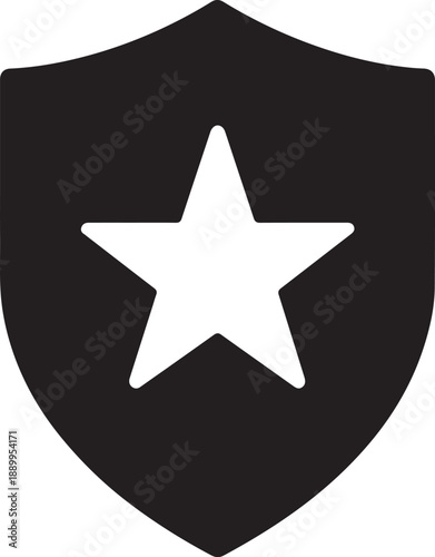 Shield with Star Silhouette Icon – Protection, Authority, and Honor Symbol