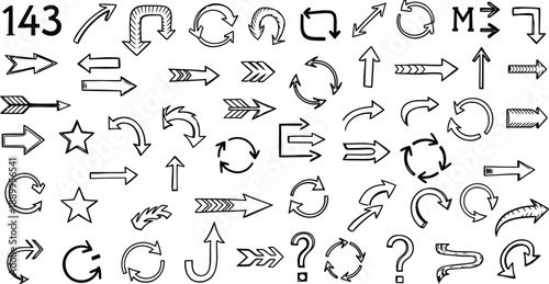 Minimalist directional arrows and shapes set